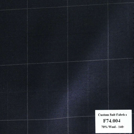 F74.004 Kevinlli V6 - Vải Suit 70% Wool - Xanh Dương Caro